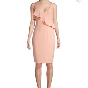 Calvin Klein pink ruffle spaghetti strap dress
